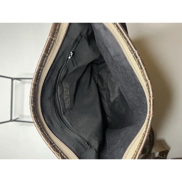 Carlos Falchi Vintage Croc Embossed Leather Purse Brown - Picture 15 of 15